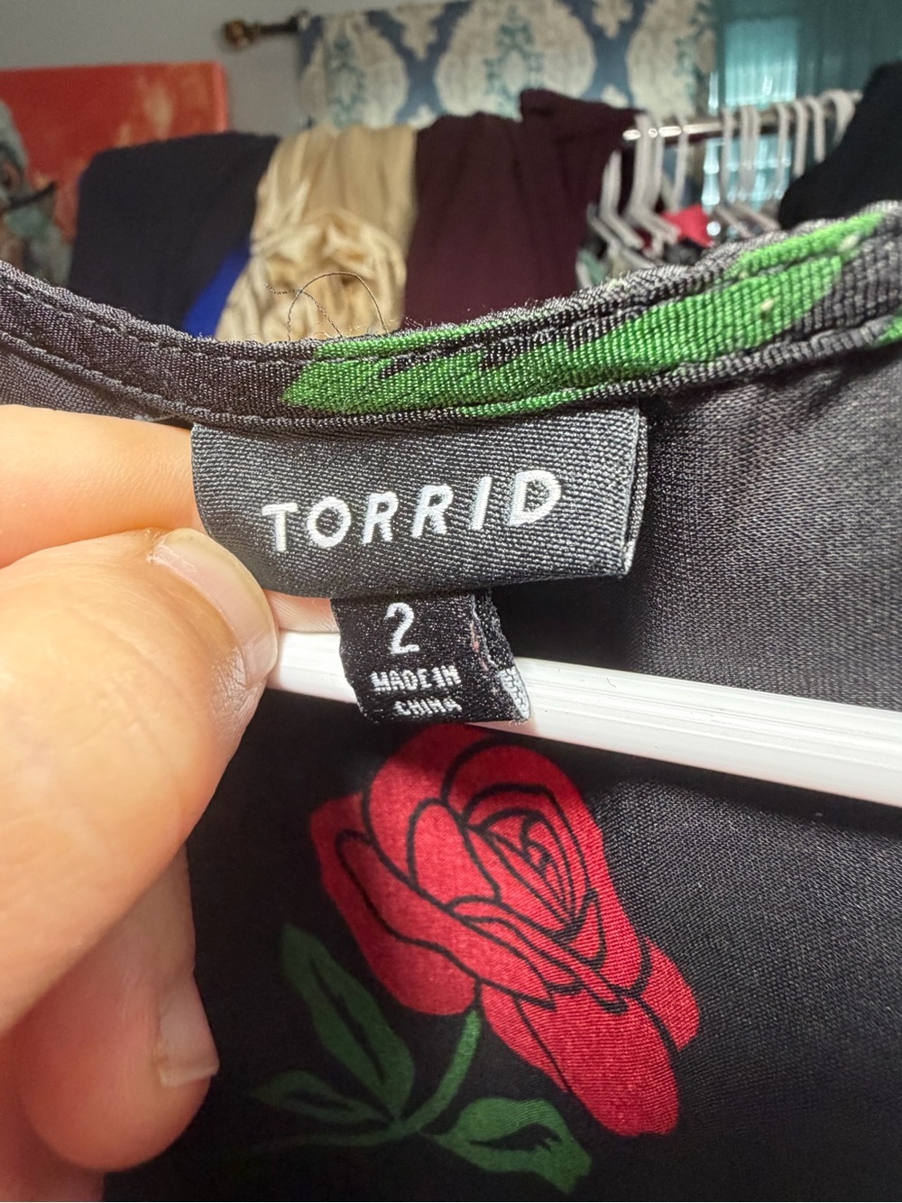torrid Black Wrap Midi Dress with Red Rose Print - Picture 3 of 3